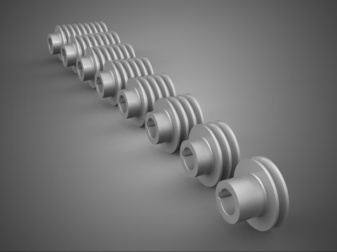 VARIOUS GROOVE PULLEY SHEAVE MULTI TRACK WHEEL DRIVE V BELT GEAR 3D Model