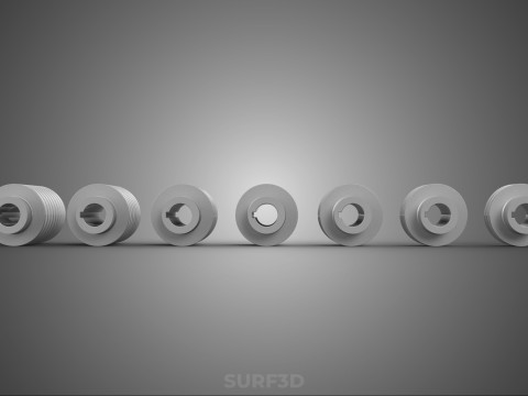 VARIOUS GROOVE PULLEY SHEAVE MULTI TRACK WHEEL DRIVE V BELT GEAR 3D Model