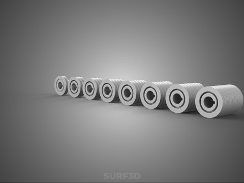 VARIOUS GROOVE PULLEY SHEAVE MULTI TRACK WHEEL DRIVE V BELT GEAR 3D Model