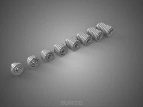 VARIOUS GROOVE PULLEY SHEAVE MULTI TRACK WHEEL DRIVE V BELT GEAR 3D Model