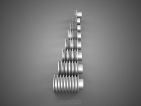 VARIOUS GROOVE PULLEY SHEAVE MULTI TRACK WHEEL DRIVE V BELT GEAR 3D Model