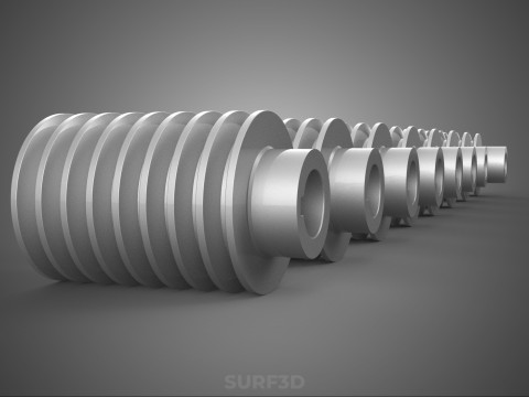 VARIOUS GROOVE PULLEY SHEAVE MULTI TRACK WHEEL DRIVE V BELT GEAR 3D Model