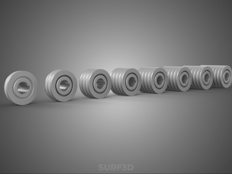 VARIOUS GROOVE PULLEY SHEAVE MULTI TRACK WHEEL DRIVE V BELT GEAR 3D Model