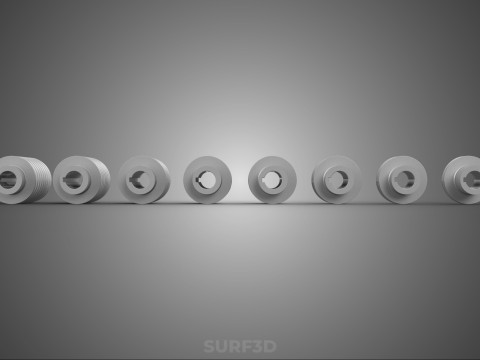 VARIOUS GROOVE PULLEY SHEAVE MULTI TRACK WHEEL DRIVE V BELT GEAR 3D Model