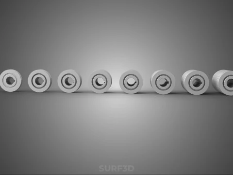 VARIOUS GROOVE PULLEY SHEAVE MULTI TRACK WHEEL DRIVE V BELT GEAR 3D Model