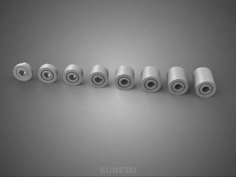 VARIOUS GROOVE PULLEY SHEAVE MULTI TRACK WHEEL DRIVE V BELT GEAR 3D Model