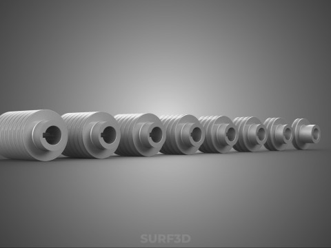 VARIOUS GROOVE PULLEY SHEAVE MULTI TRACK WHEEL DRIVE V BELT GEAR 3D Model