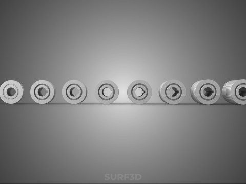 VARIOUS GROOVE PULLEY SHEAVE MULTI TRACK WHEEL DRIVE V BELT GEAR 3D Model