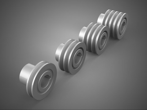 STANDARD PULLEY SHEAVE TRACK WHEEL DRIVE BELT GEAR MULTI GROOVE 3D Модель