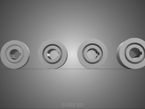 कलेक्शन स्टैंडर्ड पुली शेव ट्रैक व्हील ड्राइव मल्टी ग्रूव 3D मॉडल