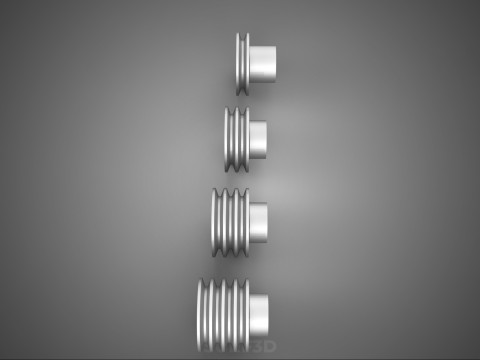 कलेक्शन स्टैंडर्ड पुली शेव ट्रैक व्हील ड्राइव मल्टी ग्रूव 3D मॉडल