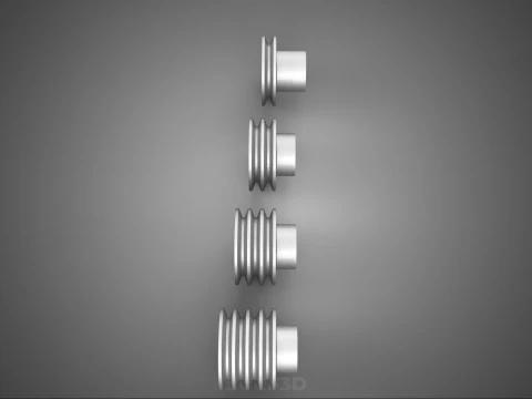 КОЛЛЕКЦИЯ СТАНДАРТНЫЙ ШКИВ ШКИВ ГУСЕНИКА КОЛЕСНЫЙ ПРИВОД МНОГОПАЗОВЫЙ 3D Модель