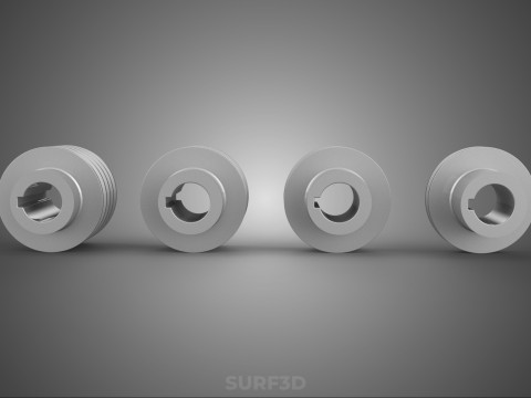 कलेक्शन स्टैंडर्ड पुली शेव ट्रैक व्हील ड्राइव मल्टी ग्रूव 3D मॉडल