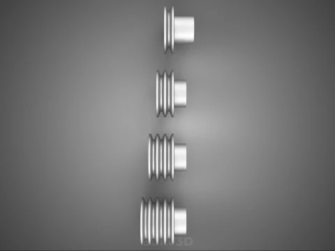 КОЛЛЕКЦИЯ СТАНДАРТНЫЙ ШКИВ ШКИВ ГУСЕНИКА КОЛЕСНЫЙ ПРИВОД МНОГОПАЗОВЫЙ 3D Модель