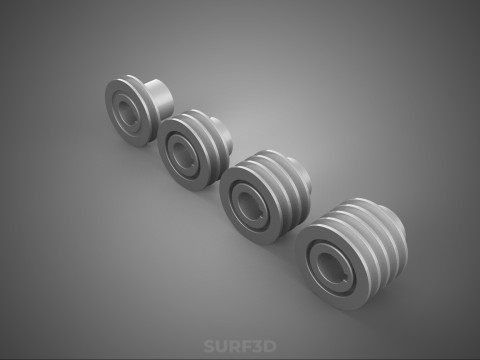 कलेक्शन स्टैंडर्ड पुली शेव ट्रैक व्हील ड्राइव मल्टी ग्रूव 3D मॉडल