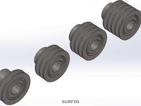 कलेक्शन स्टैंडर्ड पुली शेव ट्रैक व्हील ड्राइव मल्टी ग्रूव 3D मॉडल