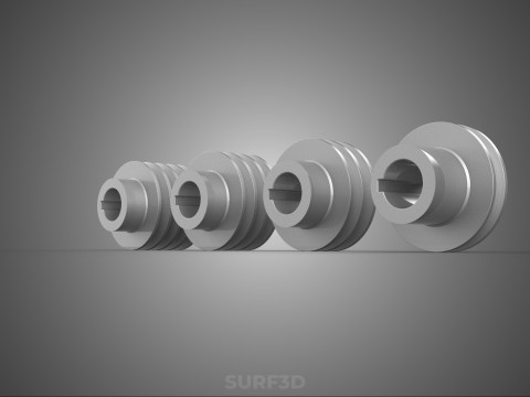 कलेक्शन स्टैंडर्ड पुली शेव ट्रैक व्हील ड्राइव मल्टी ग्रूव 3D मॉडल