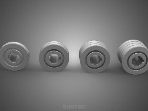 VARIOUS GROOVE PULLEY SHEAVE MULTI TRACK WHEEL DRIVE GEAR V BELT 3D Model
