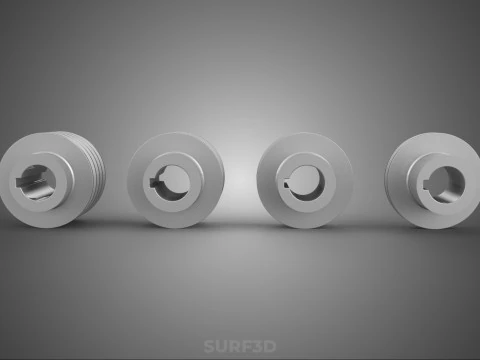 VARIOUS GROOVE PULLEY SHEAVE MULTI TRACK WHEEL DRIVE GEAR V BELT 3D Model