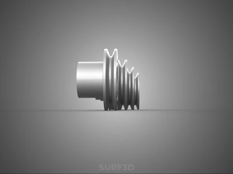 VARIOUS GROOVE PULLEY SHEAVE MULTI TRACK WHEEL DRIVE GEAR V BELT 3D Model