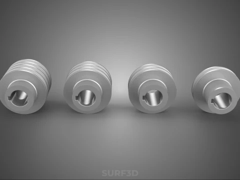 VARIOUS GROOVE PULLEY SHEAVE MULTI TRACK WHEEL DRIVE GEAR V BELT 3D Model