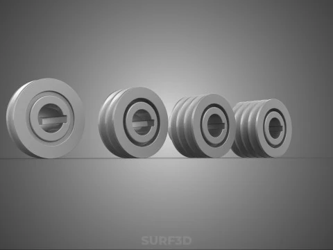 VARIOUS GROOVE PULLEY SHEAVE MULTI TRACK WHEEL DRIVE GEAR V BELT 3D Model