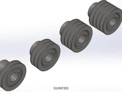 VARIOUS GROOVE PULLEY SHEAVE MULTI TRACK WHEEL DRIVE GEAR V BELT 3D Model