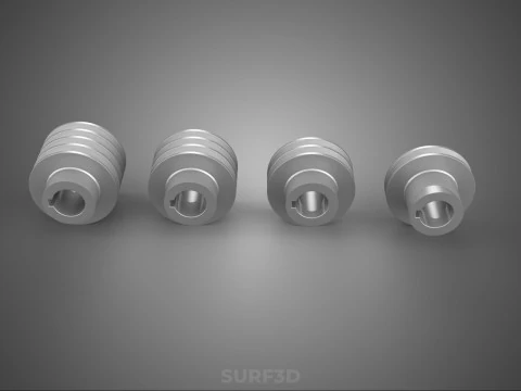 VARIOUS GROOVE PULLEY SHEAVE MULTI TRACK WHEEL DRIVE GEAR V BELT 3D Model