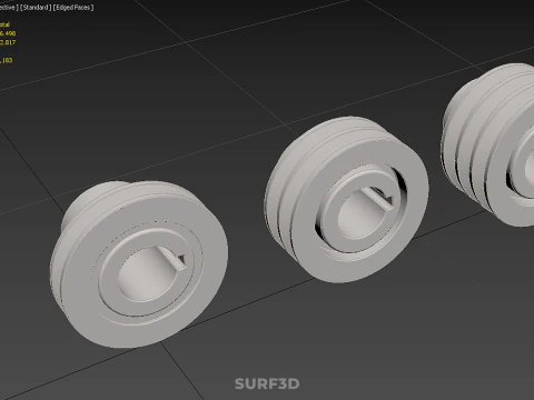VARIOUS GROOVE PULLEY SHEAVE MULTI TRACK WHEEL DRIVE GEAR V BELT 3D Model