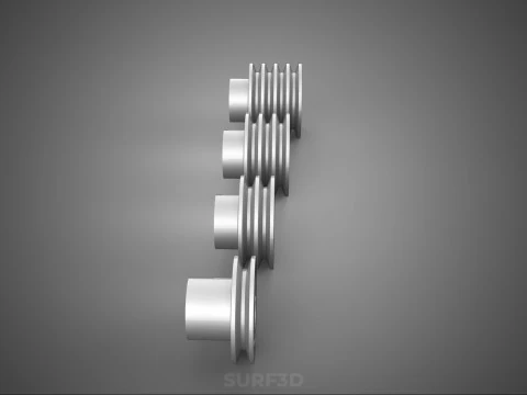 VARIOUS GROOVE PULLEY SHEAVE MULTI TRACK WHEEL DRIVE GEAR V BELT 3D Model