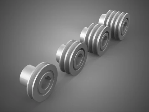 VARIOUS GROOVE PULLEY SHEAVE MULTI TRACK WHEEL DRIVE GEAR V BELT 3D Model