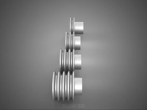 VARIOUS GROOVE PULLEY SHEAVE MULTI TRACK WHEEL DRIVE GEAR V BELT 3D Model
