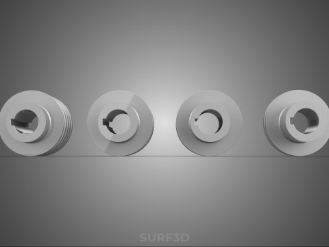 ШКИВ НЕСКОЛЬКИХ РАЗМЕРОВ С КАНАВКАМИ ГУСЕНИЦА ПРИВОДНАЯ ШЕСТЕРНЯ КЛИНОВЫЙ РЕМЕНЬ 3D Модель