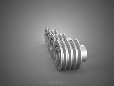 ШКИВ НЕСКОЛЬКИХ РАЗМЕРОВ С КАНАВКАМИ ГУСЕНИЦА ПРИВОДНАЯ ШЕСТЕРНЯ КЛИНОВЫЙ РЕМЕНЬ 3D Модель