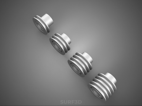 ШКИВ НЕСКОЛЬКИХ РАЗМЕРОВ С КАНАВКАМИ ГУСЕНИЦА ПРИВОДНАЯ ШЕСТЕРНЯ КЛИНОВЫЙ РЕМЕНЬ 3D Модель