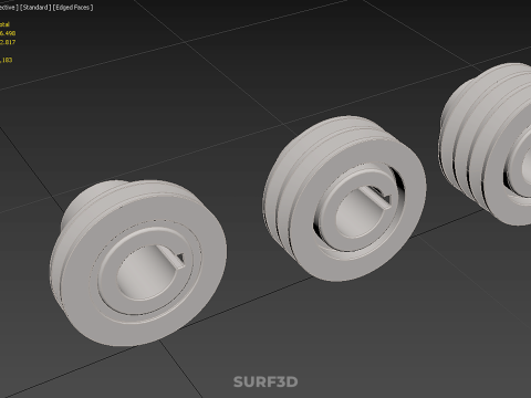 ШКИВ НЕСКОЛЬКИХ РАЗМЕРОВ С КАНАВКАМИ ГУСЕНИЦА ПРИВОДНАЯ ШЕСТЕРНЯ КЛИНОВЫЙ РЕМЕНЬ 3D Модель