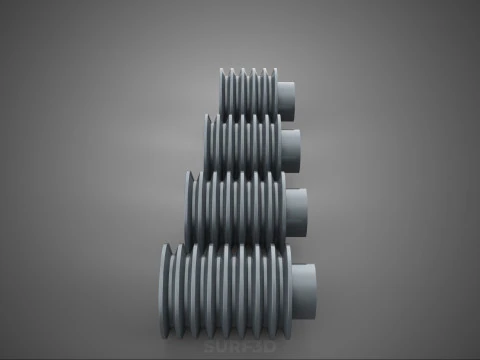 STANDARD PULLEY SHEAVE TRACK WHEELS DRIVE BELT GEAR MULTI GROOVE 3D Model