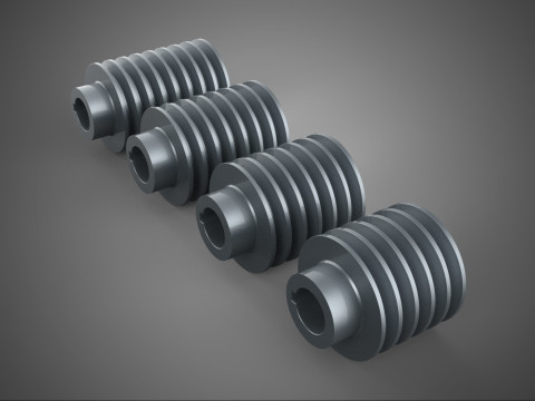 KOLEKSI STANDAR PULLEY SHEAVE WHEEL DRIVE MULTI GROOVE TRACK Model 3D