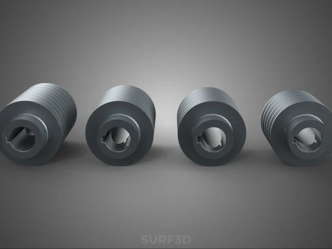 COLLECTION STANDARD ROLLER BELT PULLEY SHEAVE WHEEL GROOVE DRIVE 3D Model