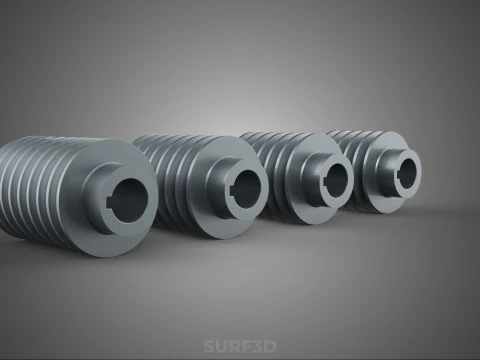 COLLECTION STANDARD ROLLER BELT PULLEY SHEAVE WHEEL GROOVE DRIVE 3D Model