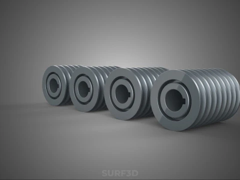 COLLECTION STANDARD ROLLER BELT PULLEY SHEAVE WHEEL GROOVE DRIVE 3D Model