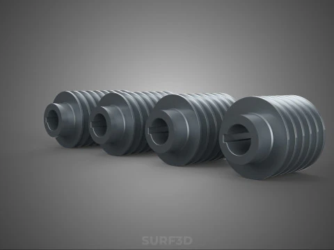 COLLECTION STANDARD ROLLER BELT PULLEY SHEAVE WHEEL GROOVE DRIVE 3D Model