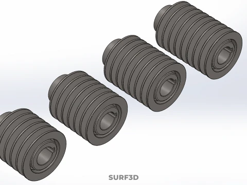 VARIOUS SET 5 6 7 8 GROOVE PULLEY SHEAVE MULTI TRACK WHEEL GEAR 3D Model