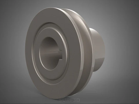 STANDARD 1 ONE SINGLE GROOVE TRACK PULLEY SHEAVE WHEEL BELT GEAR 3D Model