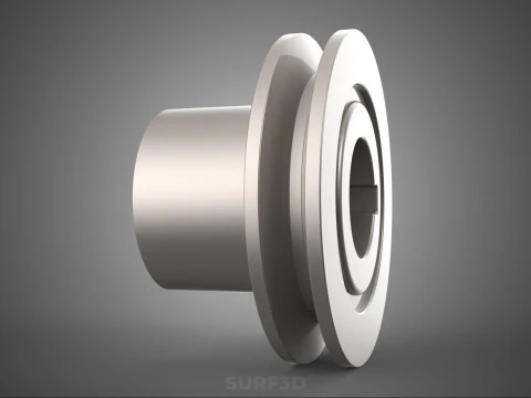 STANDARD 1 ONE SINGLE GROOVE TRACK PULLEY SHEAVE WHEEL BELT GEAR 3D Model