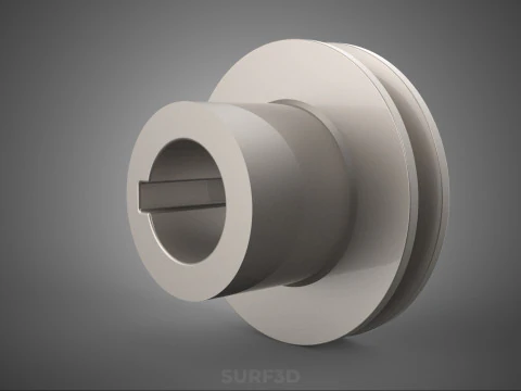 STANDARD 1 ONE SINGLE GROOVE TRACK PULLEY SHEAVE WHEEL BELT GEAR 3D Model