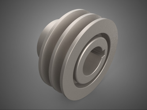 표준 2 2개의 이중 그루브 트랙 풀리 시브 휠 벨트 기어 3D 모델