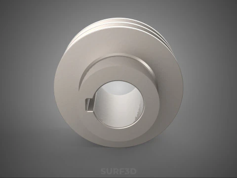 STANDARD 2 TWO DOUBLE GROOVE TRACK PULLEY SHEAVE WHEEL BELT GEAR 3D Model