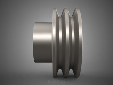 STANDARD 2 TWO DOUBLE GROOVE TRACK PULLEY SHEAVE WHEEL BELT GEAR 3D Model