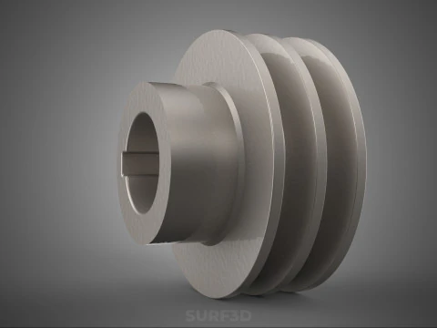 STANDARD 2 TWO DOUBLE GROOVE TRACK PULLEY SHEAVE WHEEL BELT GEAR 3D Model